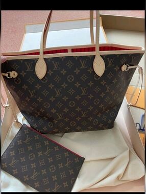 NEW Designer Monogram Tote Neverfull Red Interior Handbag LV MUST HAVE